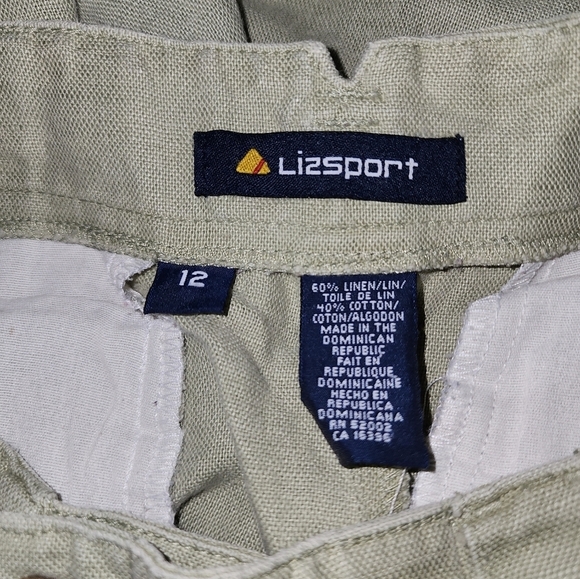 SOLD Women's Vintage 90s Pleated Pants High Waist Linen Blend Green Size 12 - Picture 3 of 5